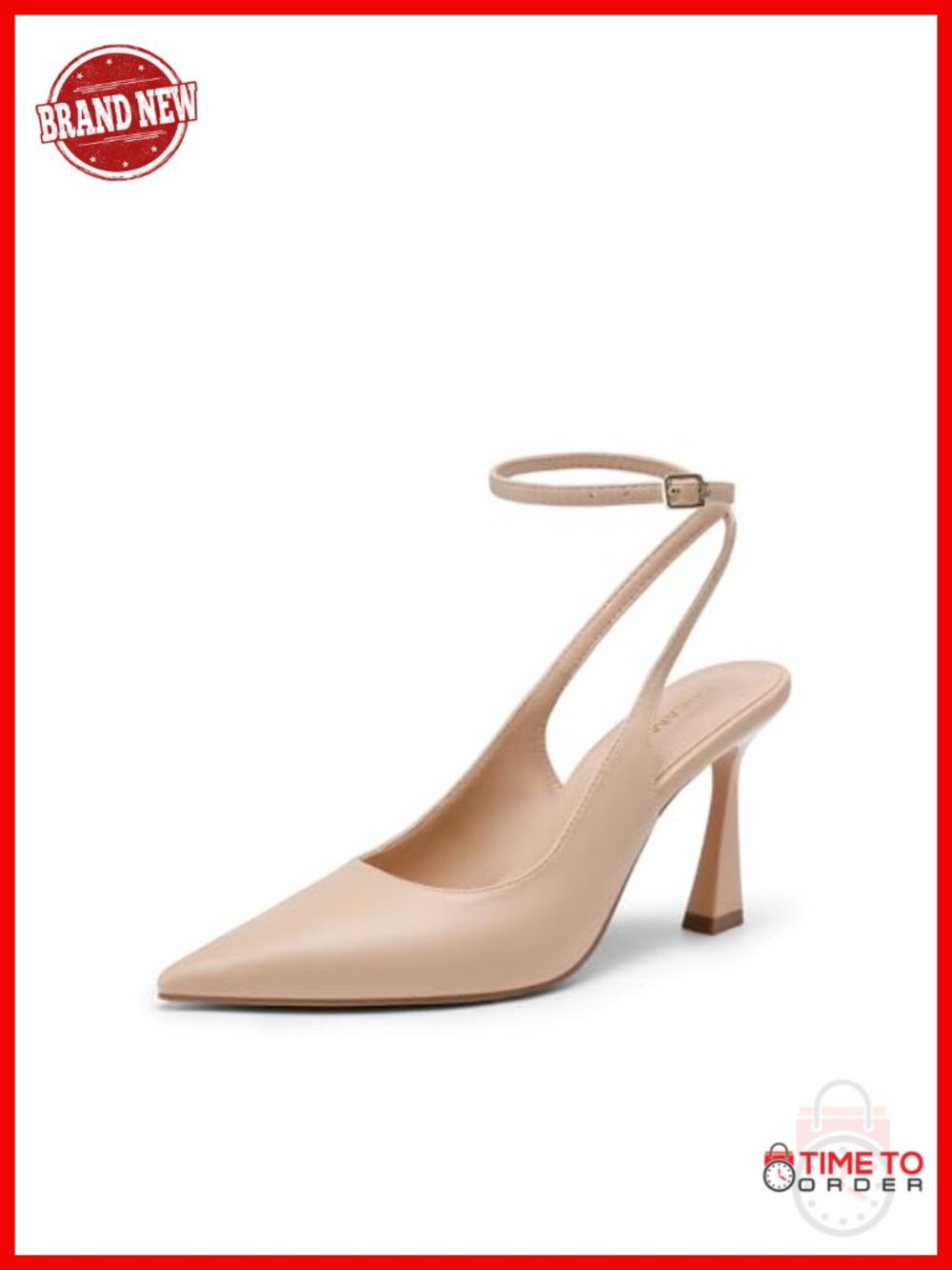 Faux Leather Slingback Pointed Toe High Heel Pumps for Women
